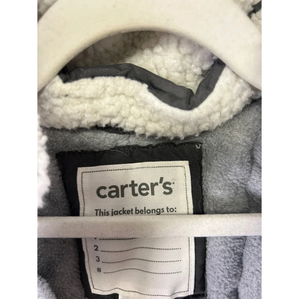 Winter Gorpcore‎ Carters Kids 24M Grey Sherpa Lined Faux Fur Hooded Parka Jacket